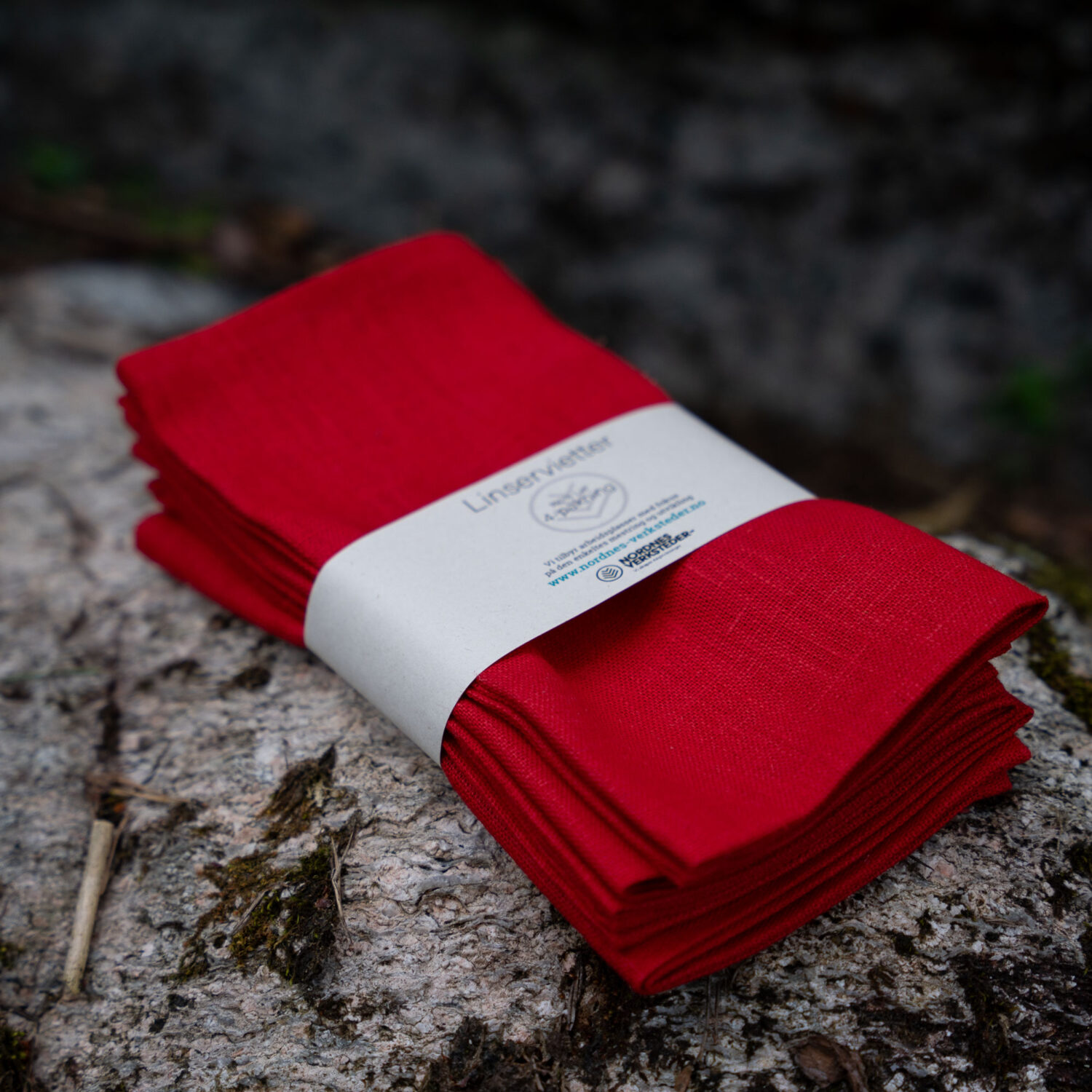 Lin serviett rød i natur